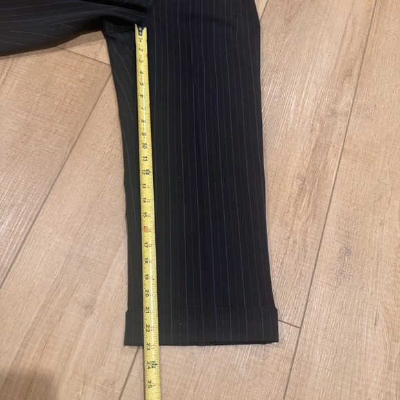 Y2K Pinstripe Cropped Dress Pants Black Officecore Tailored Trousers Sz 4 - Picture 7 of 7